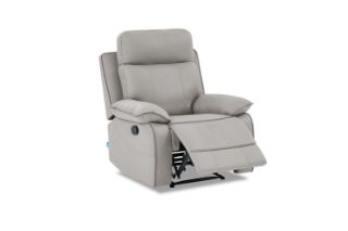 Picture of SORIANO Air Leather Manual Reclining Sofa Range (Pebble Grey) - 1 Seat Recliner Chair (1R)