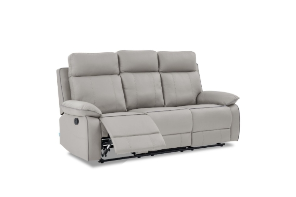 Picture of SORIANO 3 Seater Air Leather Manual Recliner Sofa (Pebble Grey)