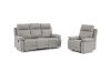 Picture of SORIANO Air Leather Manual Reclining Sofa Range (Pebble Grey) - 3RR + 2RR Sofa Set