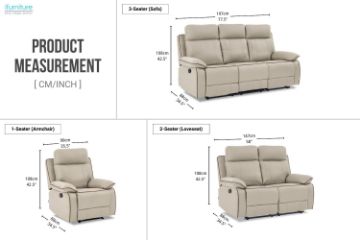 Picture of SORIANO Air Leather Manual Reclining Sofa Range (Greige)