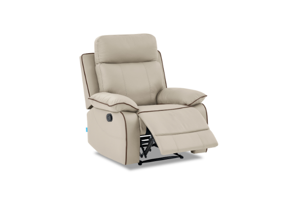 Picture of SORIANO Air Leather Manual Reclining Sofa Range (Greige) - 1 Seat Recliner Chair (1R)
