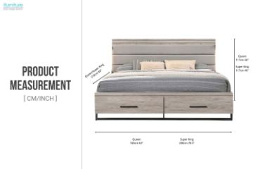 Picture of WESTDEN Storage Bed Frame with LED Lighting Bedside Table Combo Set in Queen /Super King Size