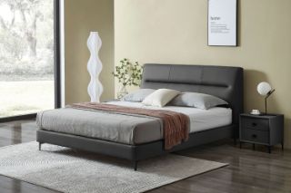 Picture of CUBA Genuine Leather Bed Frame (Dark Grey) - King