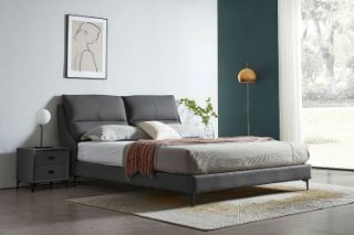 Picture of ROMEO Genuine Leather Bed Frame (Dark Grey) - Queen