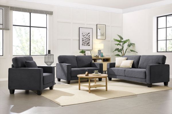 Picture of HERBERT 3/2/1 Seater Corduroy Sofa Range (Grey)