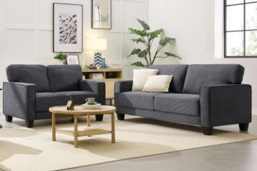 Picture of HERBERT Corduroy Sofa Range (Grey) - 3+2 Sofa Set	