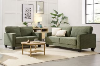 Picture of HERBERT Corduroy Sofa Range (Green) - 3+2 Sofa Set