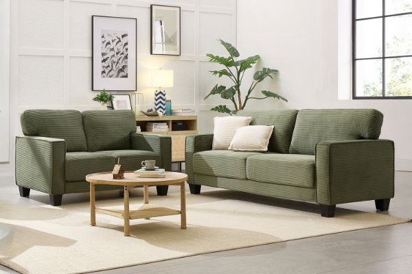 Picture of HERBERT Corduroy Sofa Range (Green) - 3+2 Sofa Set
