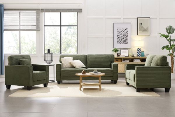 Picture of HERBERT Corduroy Sofa Range (Green) - 3+2+1 Sofa Set