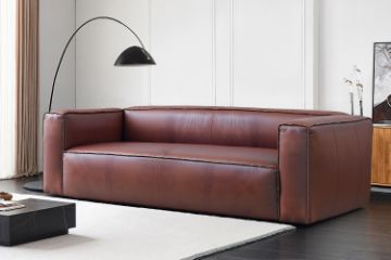 Picture of HANCOCK 100% Genuine Snug Grain Leather High Arm 3-Seater Sofa