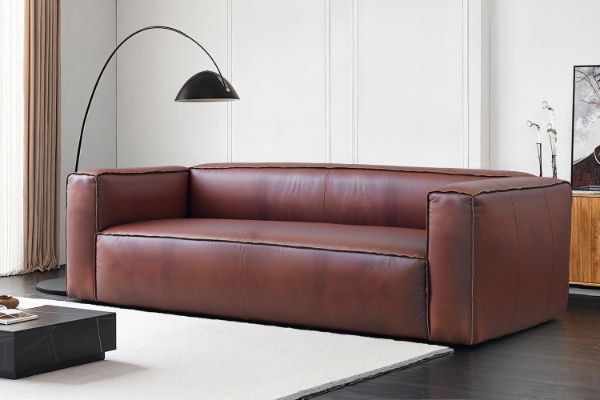 Picture of HANCOCK 100% Genuine Snug Grain Leather High Arm 3-Seater Sofa