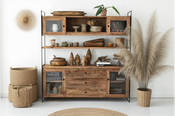 Picture of ELMORE Reclaimed Pine Wood Cabinet Shelf/Display Cabinet(180x190cm)