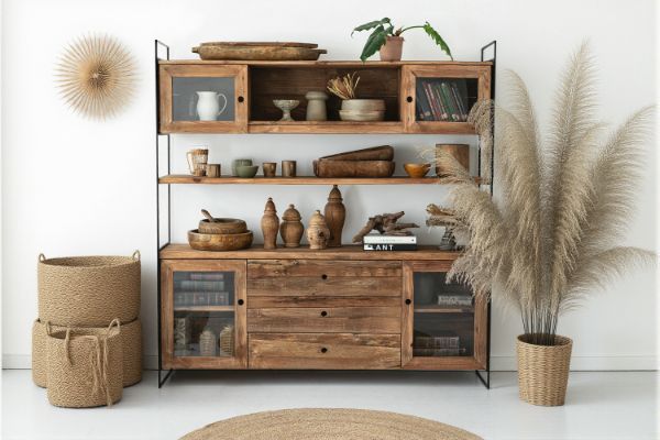 Picture of ELMORE Reclaimed Pine Wood Cabinet Shelf/Display Cabinet(190x180cm)