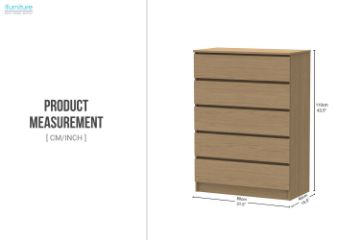 Picture of MOOK 5-Drawer Tallboy (Light Oak)