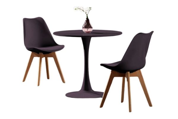 Picture of  TULIP Dining Set (Black) - 100cm Table with 2 Chairs