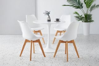 Picture of TULIP Dining Set  - 100cm Table with 4 Chairs (White)
