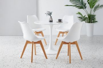 Picture of TULIP Dining Set  - 100cm Table with 4 Chairs (White)