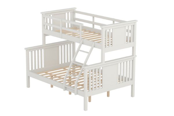 Picture of FORESTER Solid Wood Single-Double Bunk Bed (White)