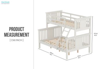 Picture of FORESTER Solid Wood Single-Double Bunk Bed (White)