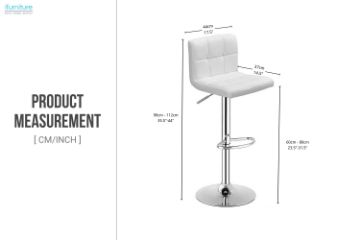 Picture of AKALI Adjustable Swivel Gas Lift Bar Stool (White)