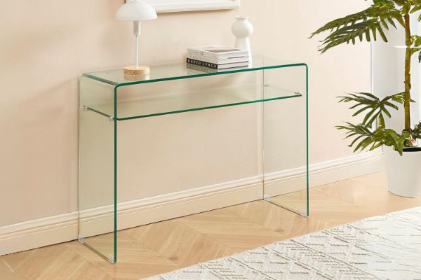 Picture of MURANO 110 Bent Glass Hall Table with Shelf