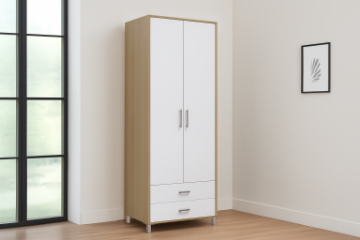 Picture of DUBLIN 2-Door 2-Drawer Wardrobe (White & Oak Colour)