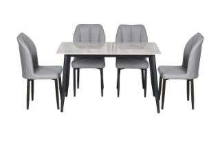 Picture of MIKASA 120 Sintered Stone Top 5PC Dining Set (Grey Table + 4 Dark Grey Chairs)