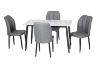Picture of MIKASA 120 Sintered Stone Top 5PC Dining Set (Crisp-White Table + 4 Dark Grey Chairs)