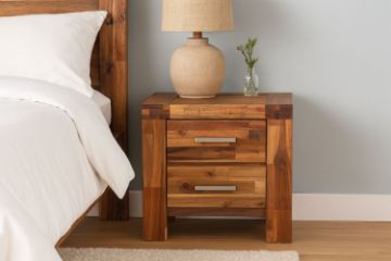 Picture of PHILIPPE Acacia Wood 2-Drawer Bedside Table (Rustic Java Colour)