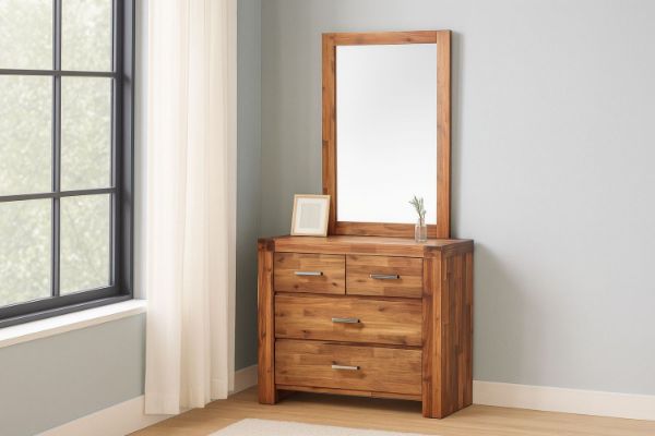 Picture of PHILIPPE 4-Drawer Dresser with Mirror (Rustic Java Colour)