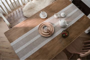 Picture of Jacquard Geometric Pattern Table Runner/Bed Runner in 2 Sizes (Light Brown)