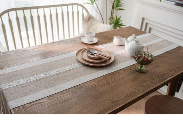 Picture of 376-007 Jacquard Geometric Pattern Table Runner/Bed Runner (Light Brown) - 33cmx200cm