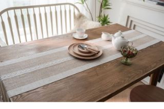 Picture of 376-008 Jacquard Geometric Pattern Table Runner/Bed Runner (Light Brown) - 33cmx240cm