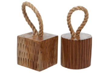 Picture of 650-023 Teak Root Door Stopper Sculpture - Set of 2 (12cmx12cm)