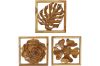 Picture of 650-018 Hand-carved Teak Root Flower and Leaf Wall Art - Set of 3
