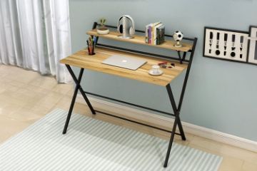 Picture of REIDUN 100 Dual-Tier Office Desk with Foldable Top Shelf