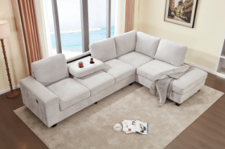 Picture of OSAKA Sectional Sofa (Beige) - Chaise Facing Right without Ottoman