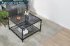 Picture of LINDELL 70 Square Tempered Glass Coffee Table with Shelf 