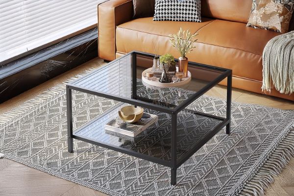 Picture of TOBAGO 68 Square Tempered Glass Coffee Table (Black) 