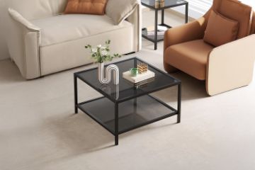 Picture of TOBAGO 68 Square Tempered Glass Coffee Table (Black) 