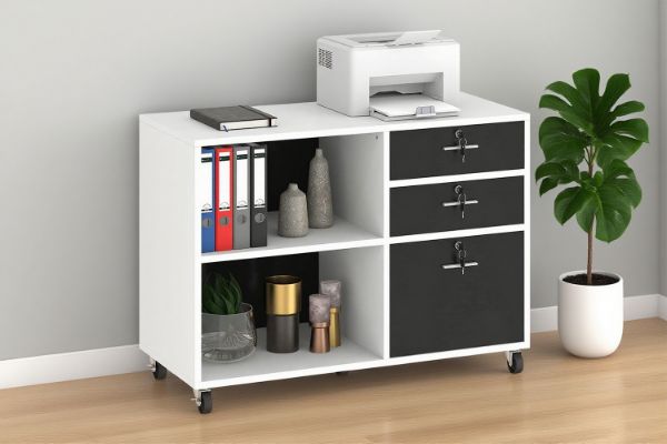 Picture of ZYLO File Cabinet with Wheels and 3 Lockable Drawers