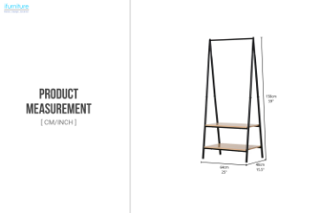 Picture of TRIPAR 150x64cm Hanging Rack with 2-Tier Shelves