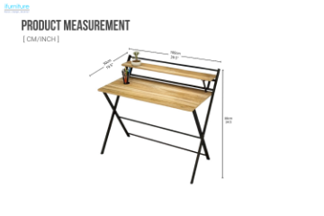Picture of REIDUN 100 Dual-Tier Office Desk with Foldable Top Shelf