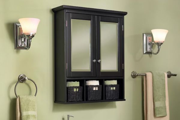 Picture of ALLEN 2-Door Mirrored Bathroom Wall Cabinet (Espresso)