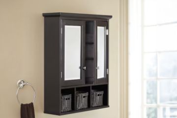 Picture of ALLEN 2-Door Mirrored Bathroom Wall Cabinet (Espresso)