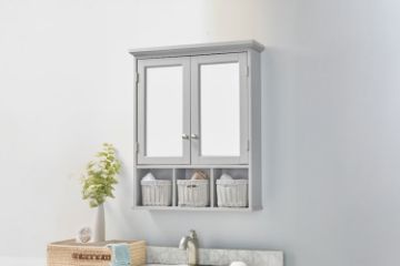 Picture of ALLEN 2-Door Mirrored Bathroom Wall Cabinet (Grey)