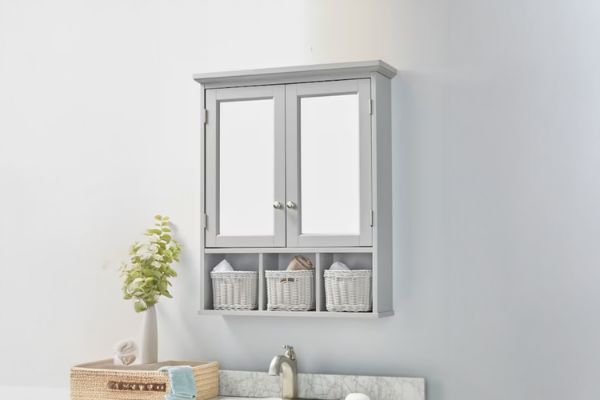 Picture of ALLEN 2-Door Mirrored Bathroom Wall Cabinet (Grey)