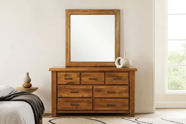 Picture of FLINDERS 7-Drawer Solid Pine Wood Dresser with Mirror