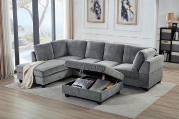 Picture of LIBERTY PREMIUM Sectional Sofa with Storage Ottoman (Light Grey)