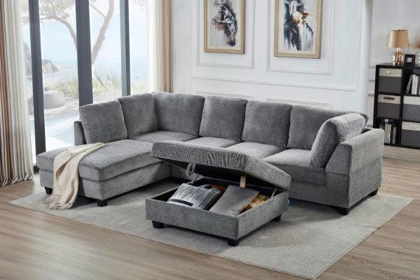 Picture of LIBERTY PREMIUM Sectional Sofa with Storage Ottoman (Light Grey)